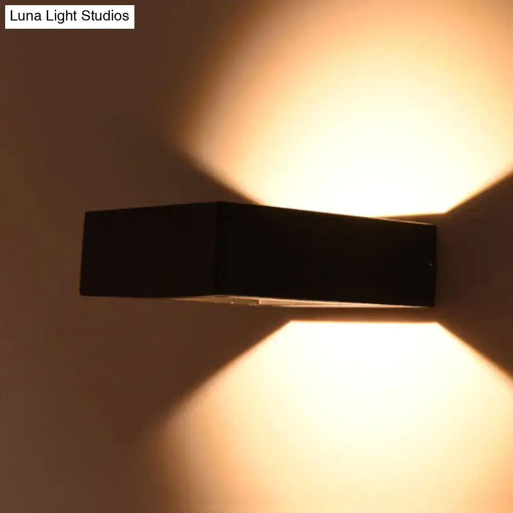 Black Square LED Sconce by Decorbites, square metal wall light with warm up/down glow on Tampa Home & Garden Store
