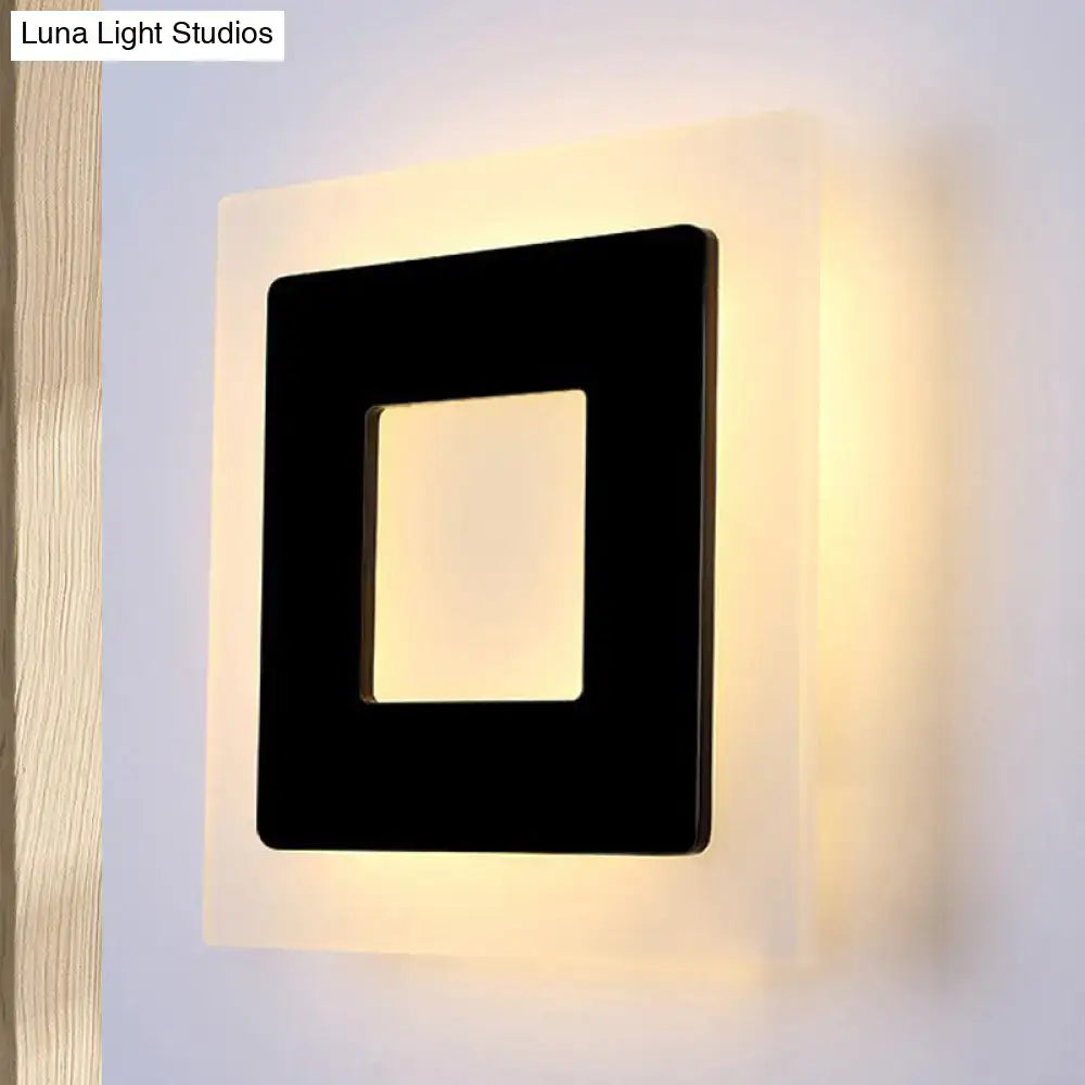 Black Square Wall Sconce by Decorbites with black inner frame on frosted white panel on Tampa Home & Garden Store
