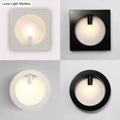 Modern Black Square Wall Sconce Lamp for Bathroom