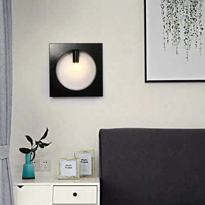 Modern Black Square Wall Sconce Lamp for Bathroom