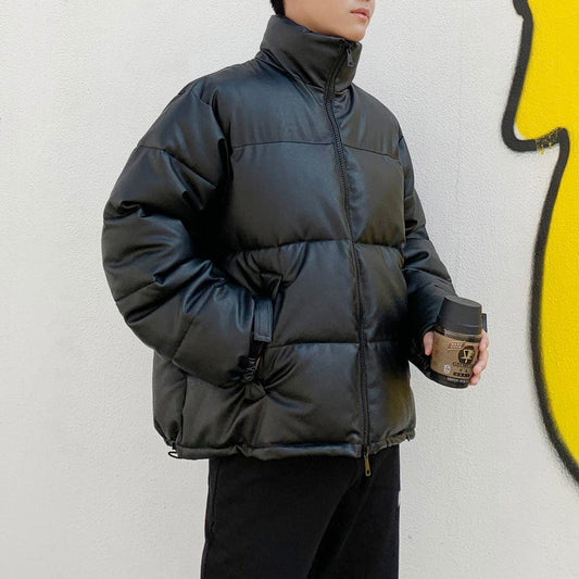 Oversized black Stevvex puffer jacket for men, padded winter coat, heavyweight warmth on Tampa Home & Garden Store