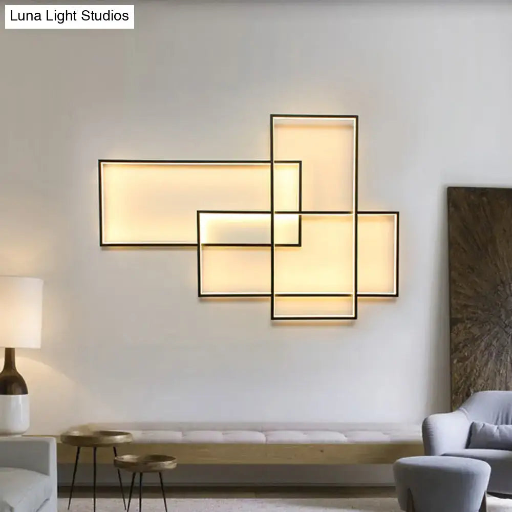 Black Acrylic Wall Sconce by Decorbites with rectangular frames and warm backlight on Tampa Home & Garden Store