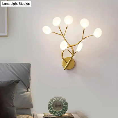 Modern Black Tree Branch Wall Light Glass Globes