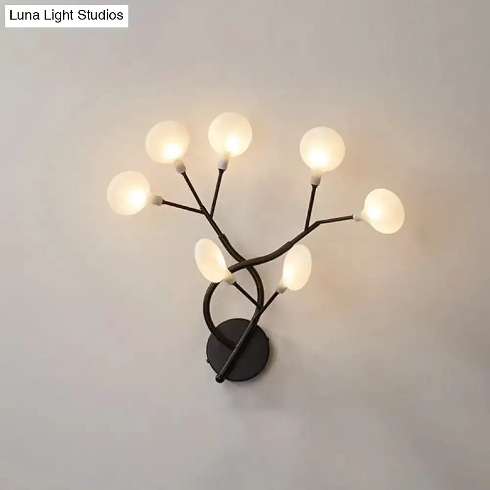 Modern Black Tree Branch Wall Light Glass Globes