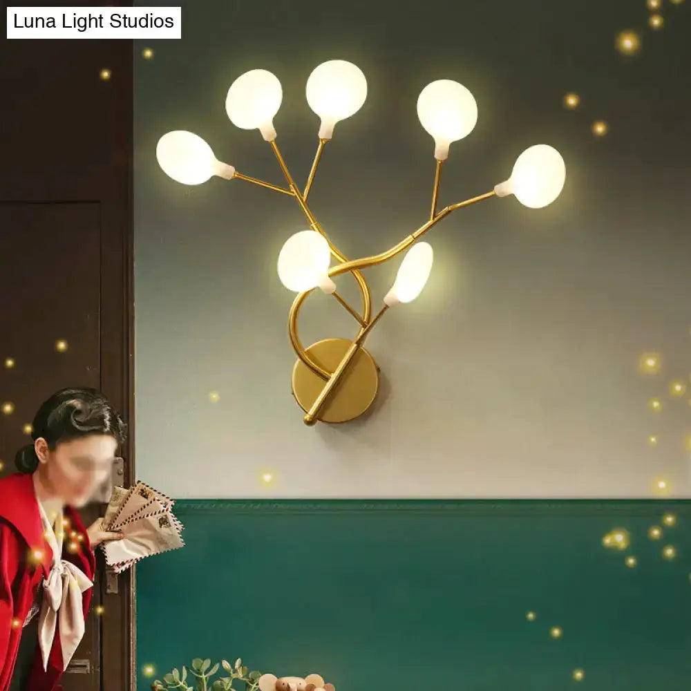 Modern Black Tree Branch Wall Light Glass Globes