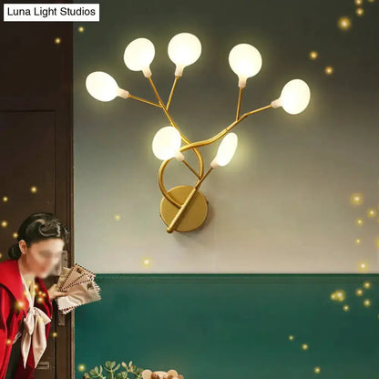 Modern Black Tree Branch Wall Light Glass Globes