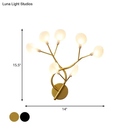 Modern Black Tree Branch Wall Light Glass Globes
