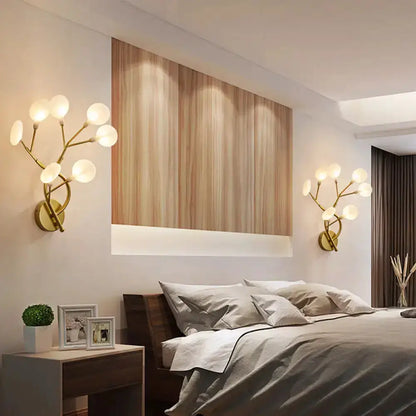 Modern Black Tree Branch Wall Light Glass Globes