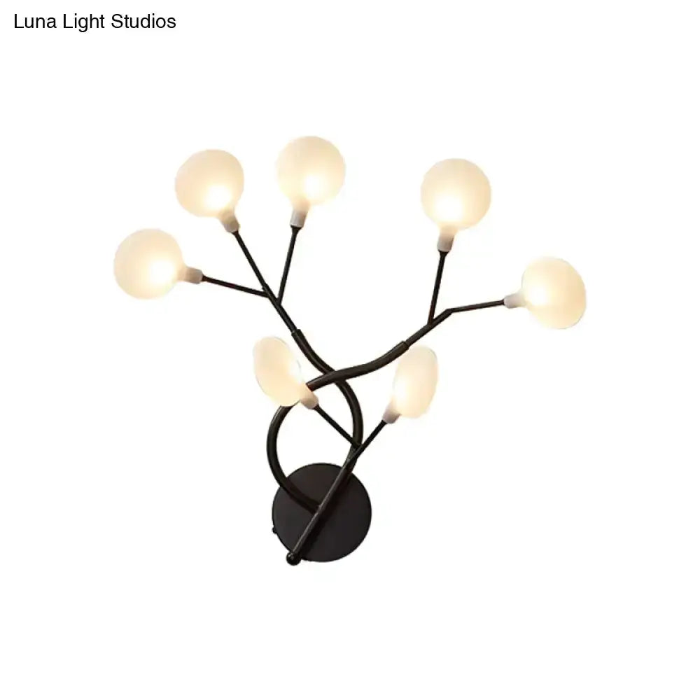 Modern Black Tree Branch Wall Light Glass Globes