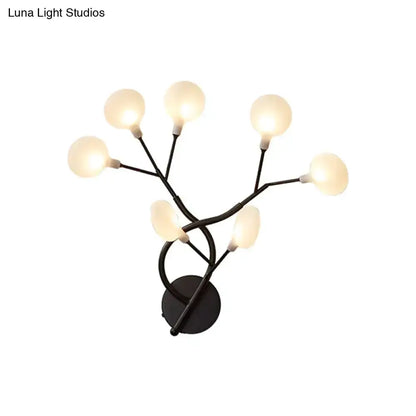 Modern Black Tree Branch Wall Light Glass Globes