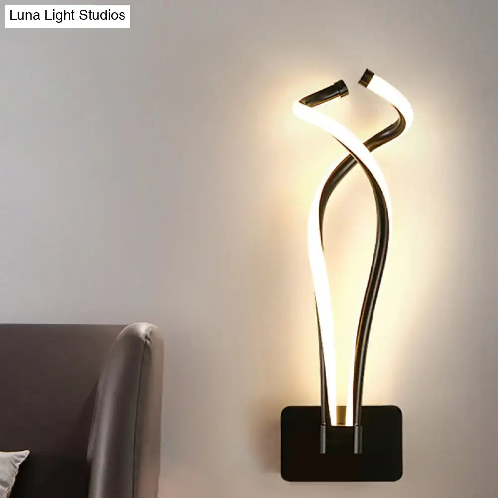 Black Spiral LED Sconce by Decorbites, wall-mounted fixture with twisted LED strips on Tampa Home & Garden Store