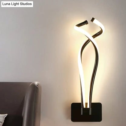 Black Spiral LED Sconce by Decorbites, wall-mounted fixture with twisted LED strips on Tampa Home & Garden Store