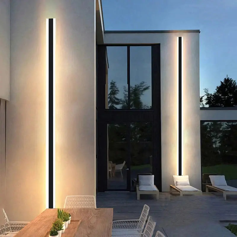 Modern black vertical LED outdoor wall sconce by Decorbites, IP65 waterproof, two sconces on Tampa Home & Garden Store