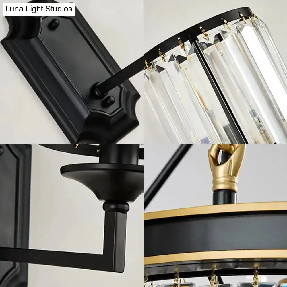 Modern black wall lamp by Decorbites with clear crystal prisms for corridor on Tampa Home & Garden Store