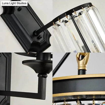 Modern black wall lamp by Decorbites with clear crystal prisms for corridor on Tampa Home & Garden Store