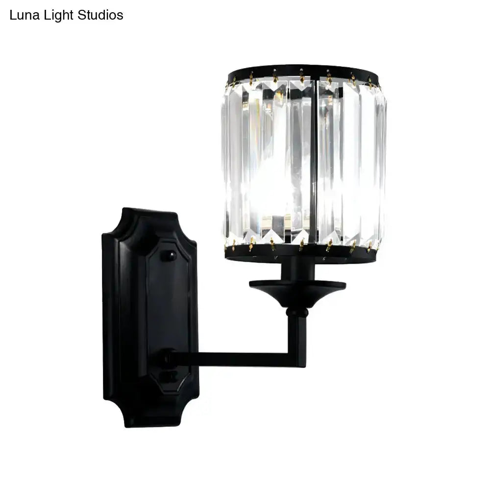 Modern black wall lamp with clear crystal prism shade by Decorbites for corridor on Tampa Home & Garden Store