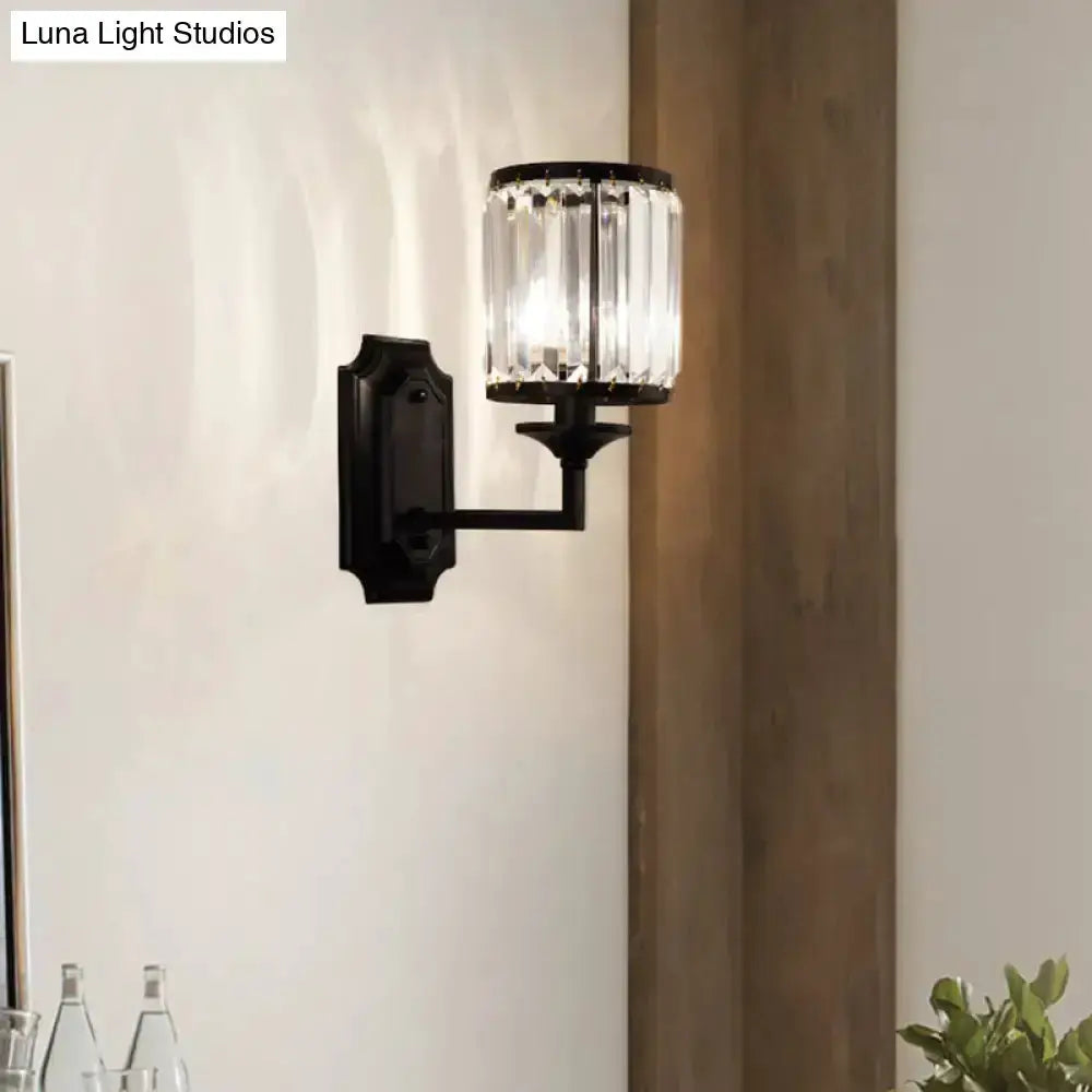 Modern black wall lamp with clear crystal prism for corridor, Decorbites on Tampa Home & Garden Store