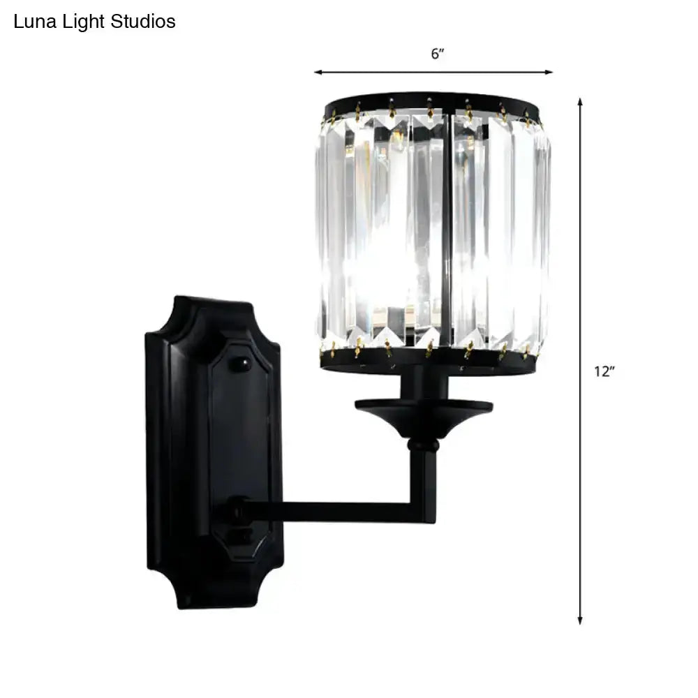 Wall sconce black lamp with clear crystal prism, 6in wide by 12in high Decorbites on Tampa Home & Garden Store
