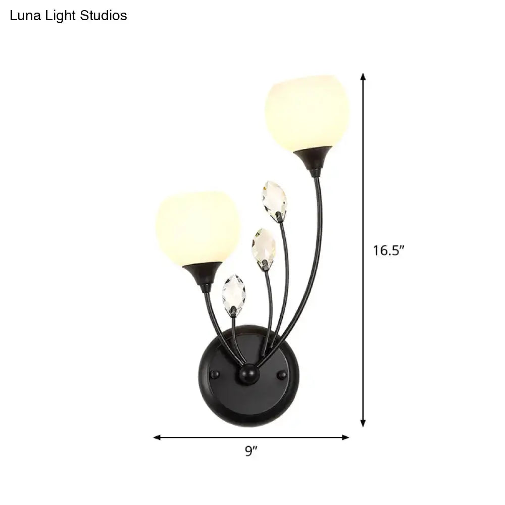Modern Black Wall Sconce Light with Frosted Glass