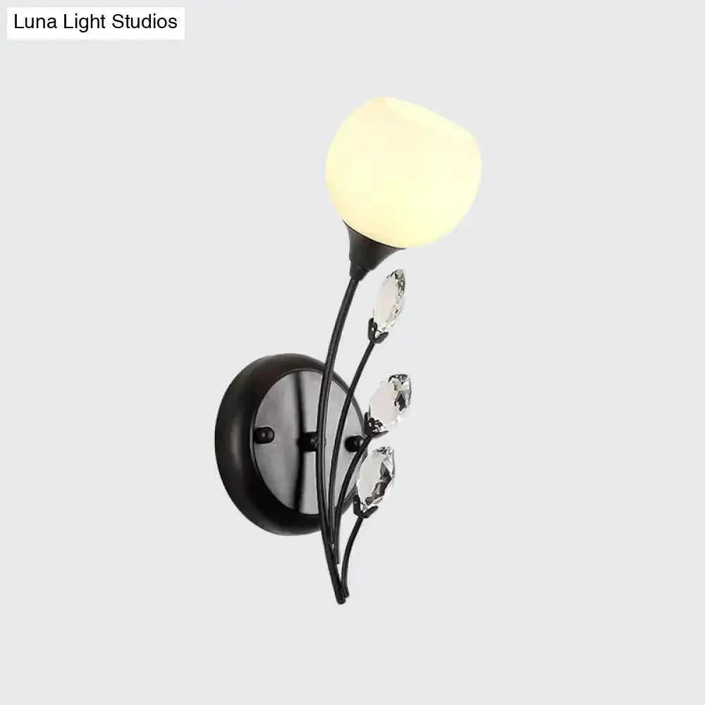 Modern Black Wall Sconce Light with Frosted Glass