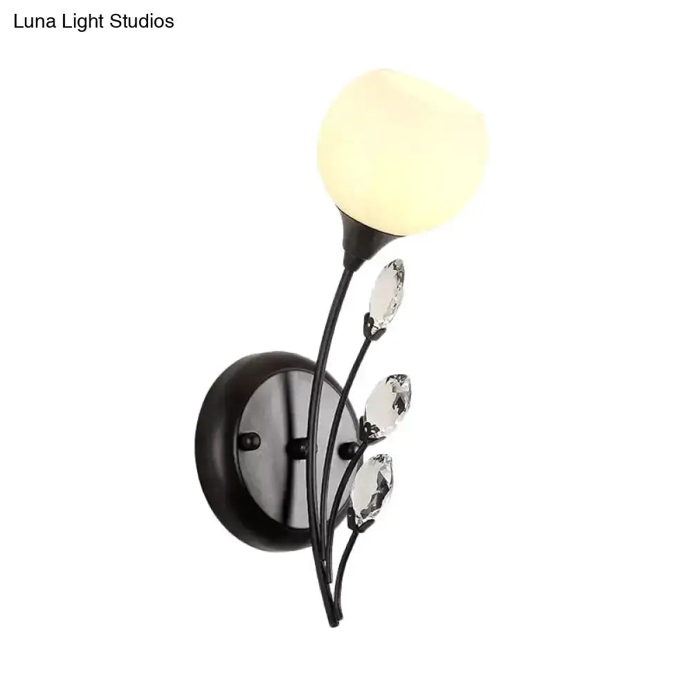 Modern Black Wall Sconce Light with Frosted Glass