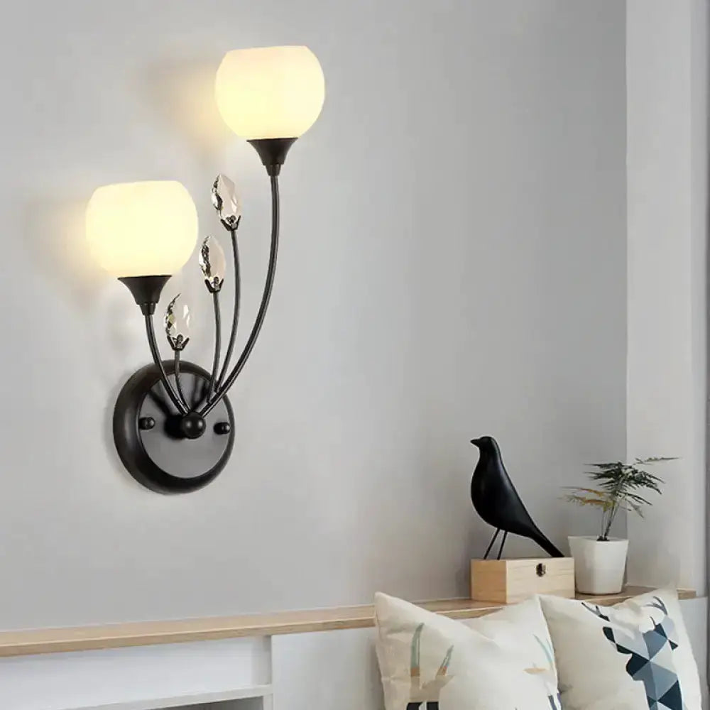 Modern Black Wall Sconce Light with Frosted Glass
