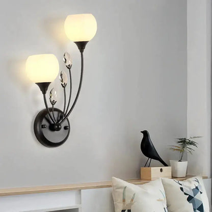 Modern Black Wall Sconce Light with Frosted Glass