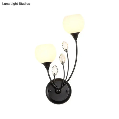 Modern Black Wall Sconce Light with Frosted Glass