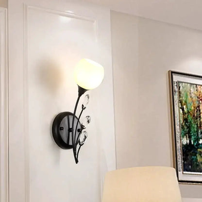 Modern Black Wall Sconce Light with Frosted Glass