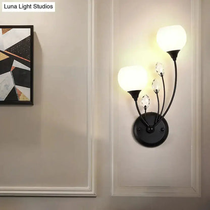 Modern Black Wall Sconce Light with Frosted Glass