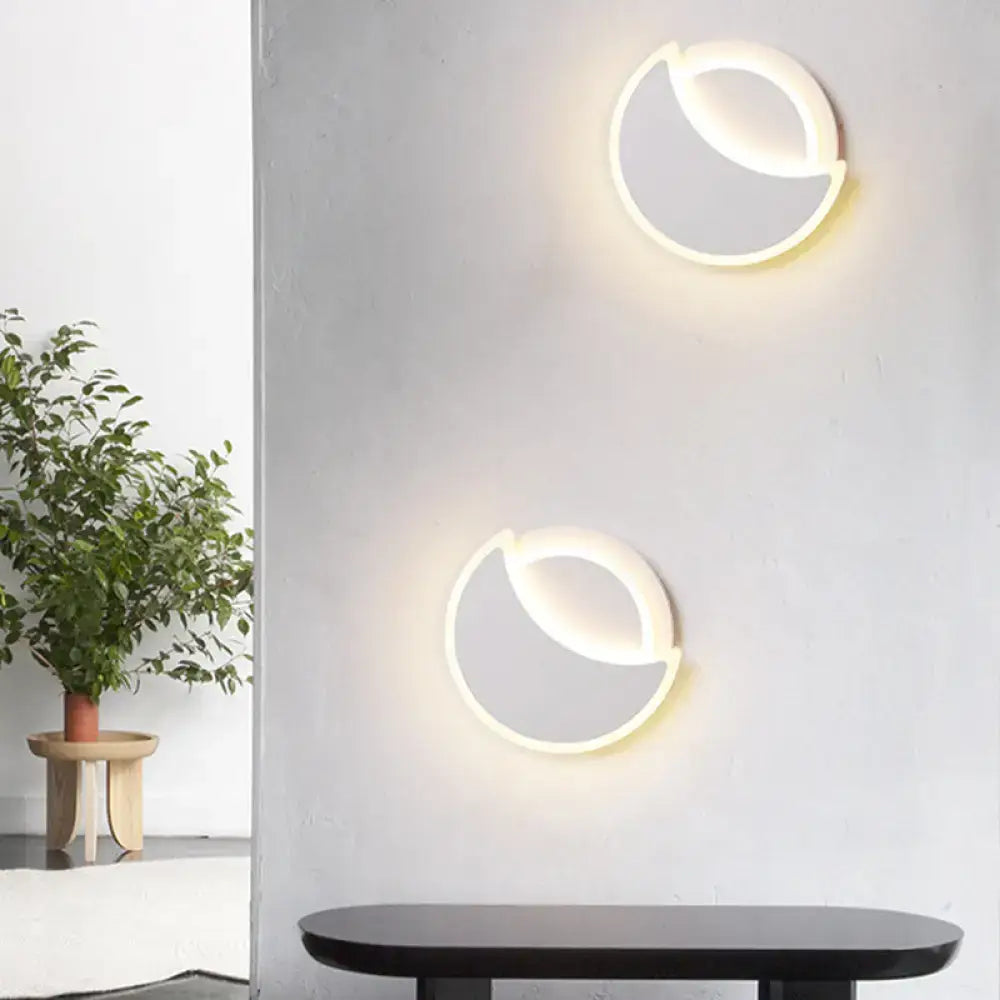 White Eclipse Wall Sconce pair by Decorbites, wall-mounted crescent halo lights in white on Tampa Home & Garden Store