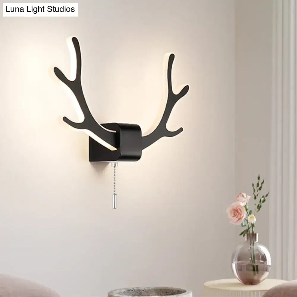 Black antler wall sconce with pull chain by Decorbites, home & garden lighting on Tampa Home & Garden Store