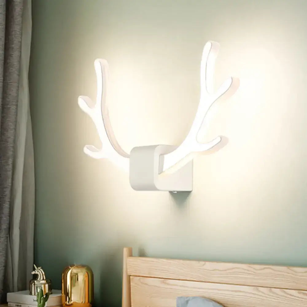 Antler wall sconce with pull chain in white finish by Decorbites on Tampa Home & Garden Store