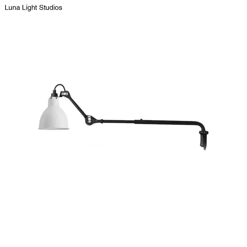 Modern black and white articulated bedroom wall lamp Decorbites with white shade wired power on Tampa Home & Garden Store