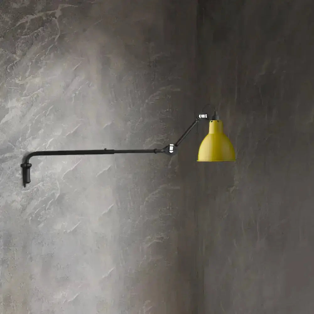 Articulated wall lamp, black metal arm with yellow shade by Decorbites on Tampa Home & Garden Store