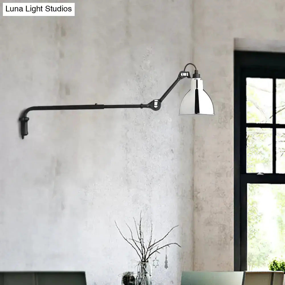 Articulated black and chrome bedroom wall lamp by Decorbites hardwired on Tampa Home & Garden Store