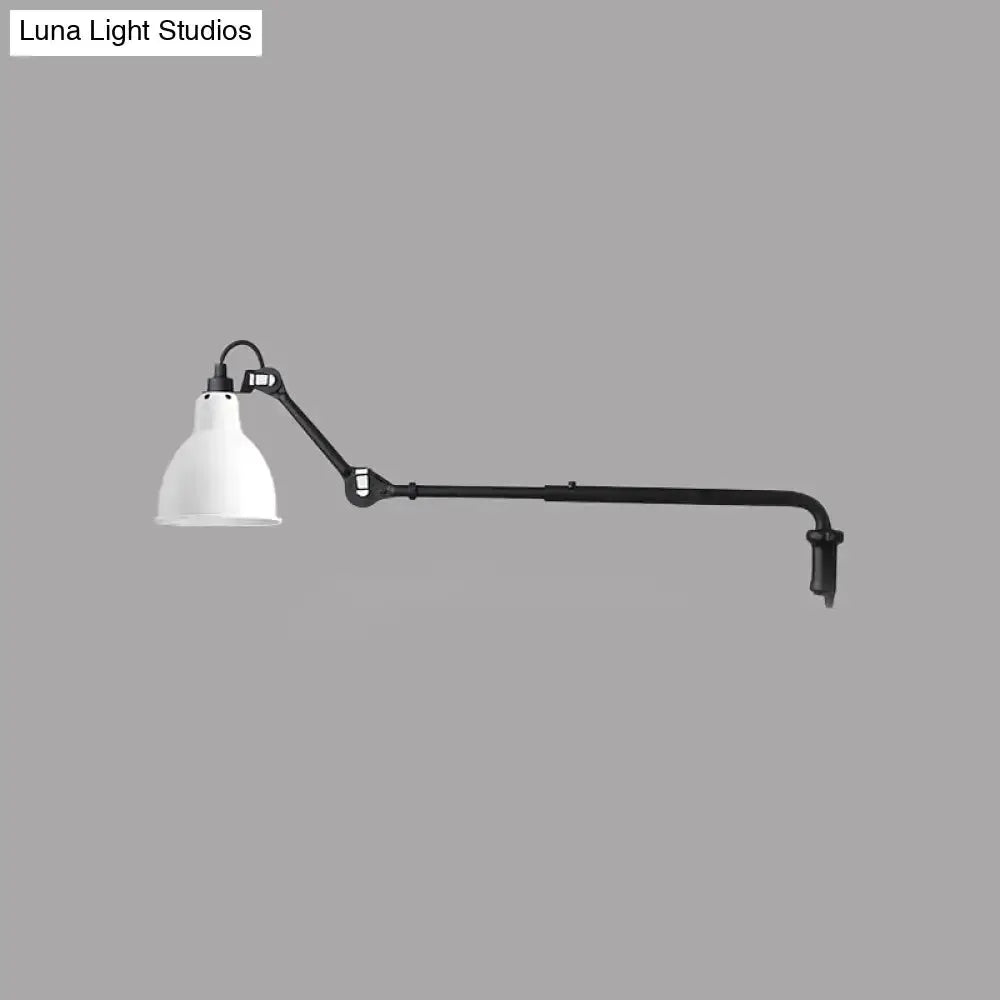 Articulated black and white bedroom wall lamp with white glass shade Decorbites on Tampa Home & Garden Store