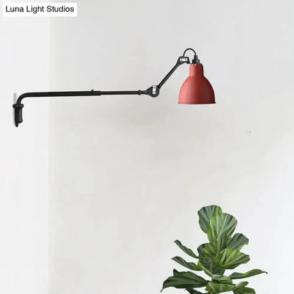 Modern black articulated bedroom wall lamp by Decorbites with red shade and adjustable arm on Tampa Home & Garden Store