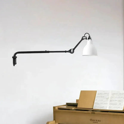 Bedroom wall lamp by Decorbites, modern black & white articulated arm with white shade on Tampa Home & Garden Store