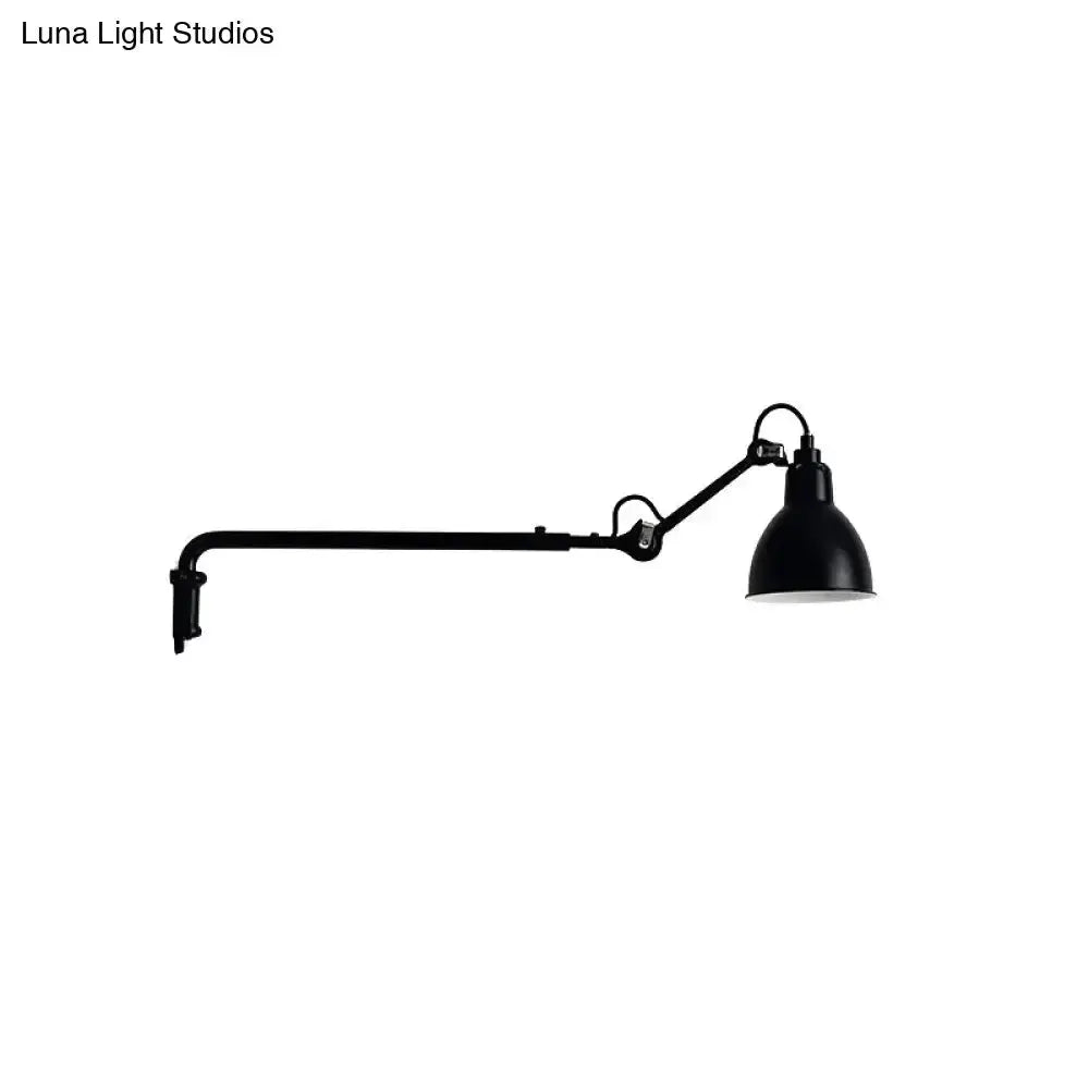 Articulated wall lamp, black metal with white interior shade, adjustable arm, hardwired Decorbites on Tampa Home & Garden Store
