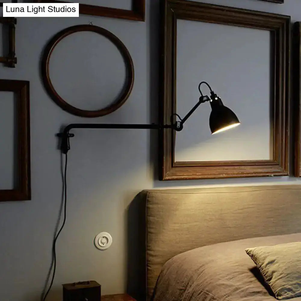 Wall lamp black metal articulated bedside light by Decorbites, wired electric power on Tampa Home & Garden Store