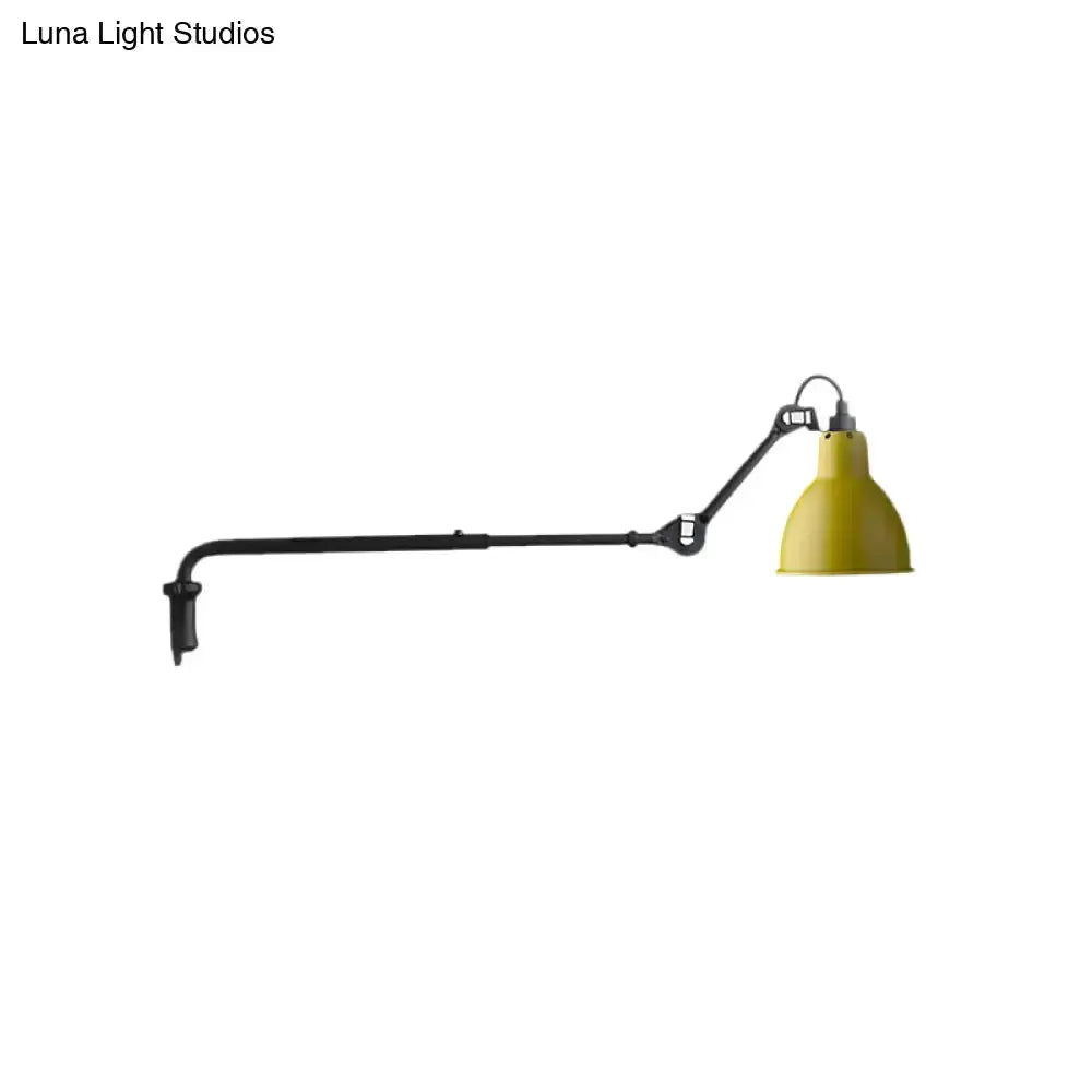 Articulated bedroom wall lamp by Decorbites with black arm and yellow shade wired on Tampa Home & Garden Store