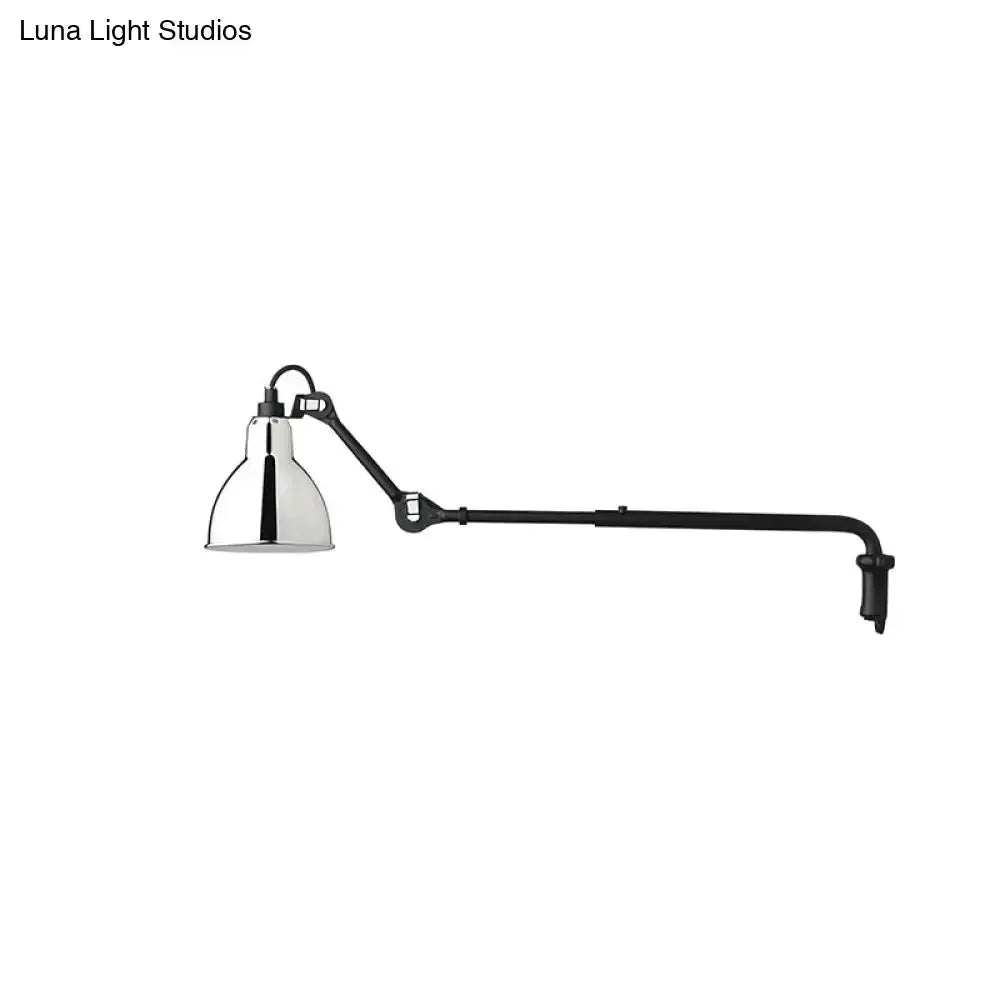 Decorbites articulated black wall lamp with chrome shade for bedroom on Tampa Home & Garden Store