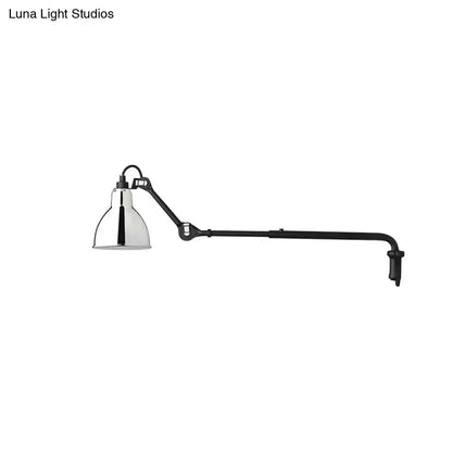 Decorbites articulated black wall lamp with chrome shade for bedroom on Tampa Home & Garden Store