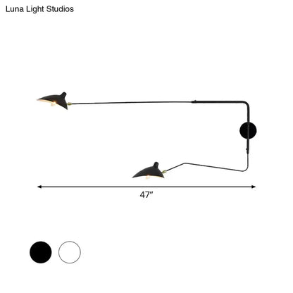Decorbites black and white articulated wall sconce with two adjustable heads, 47in wide on Tampa Home & Garden Store