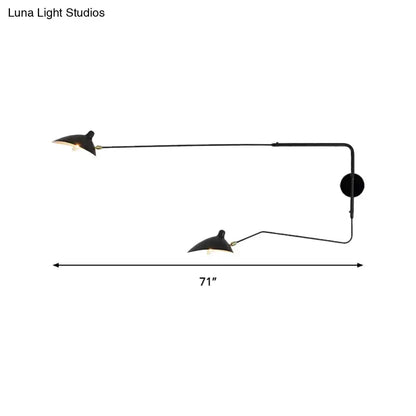 Decorbites black and white articulated wall sconce with two adjustable lamps, 71-inch span on Tampa Home & Garden Store
