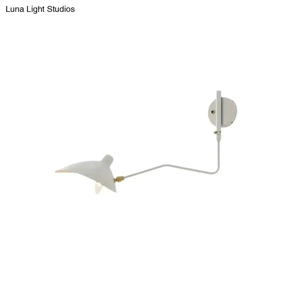 Decorbites white articulated wall sconce with curved arm and petal shade brass accent on Tampa Home & Garden Store