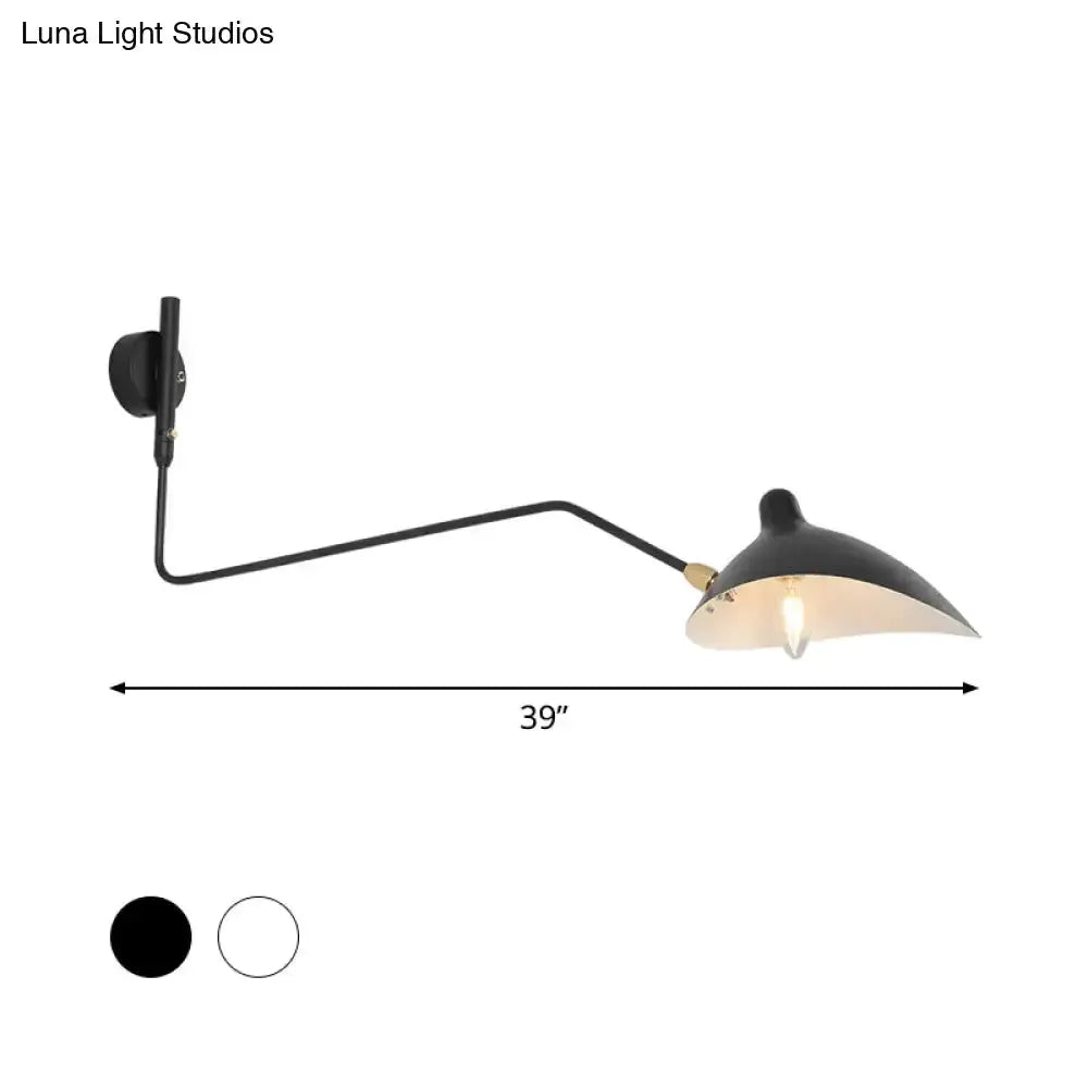 Wall sconce Decorbites black-white articulated fixture with curved shade 39in reach on Tampa Home & Garden Store