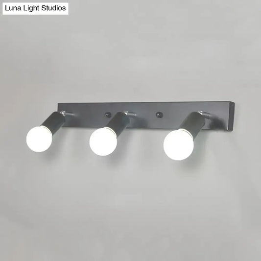 3/4-Head Bedroom Vanity Wall Sconce in Simple Metal Finish with Exposed Bulb - Black/White - Tampa Home & Garden Store