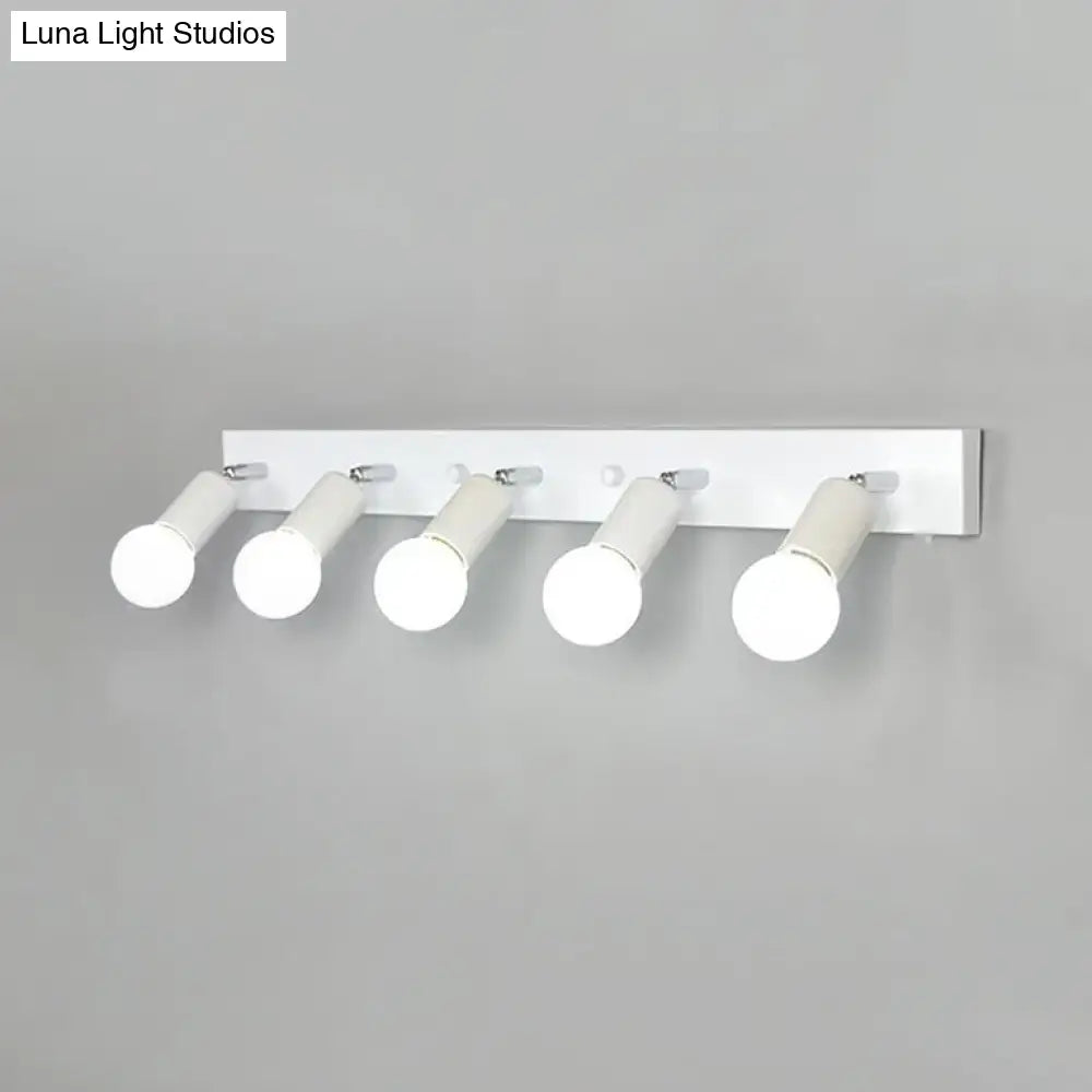3/4-Head Bedroom Vanity Wall Sconce in Simple Metal Finish with Exposed Bulb - Black/White